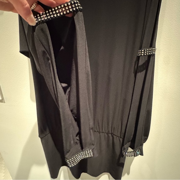 Joseph Ribkoff Black Dress with Studded Detail Long Sleeve Cut Outs USA 6 - Picture 7 of 11